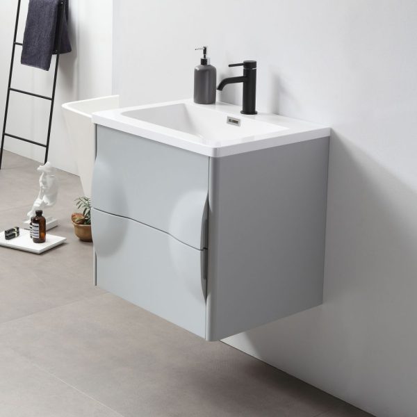 Advento 24 inch Light Gray Wall Mount Bathroom Vanity