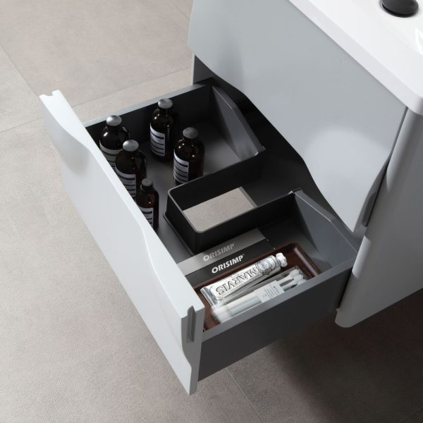 Advento 24 inch Light Gray Wall Mount Bathroom Vanity
