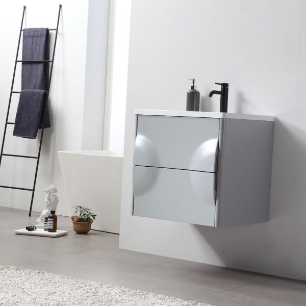 Advento 24 inch Light Gray Wall Mount Bathroom Vanity