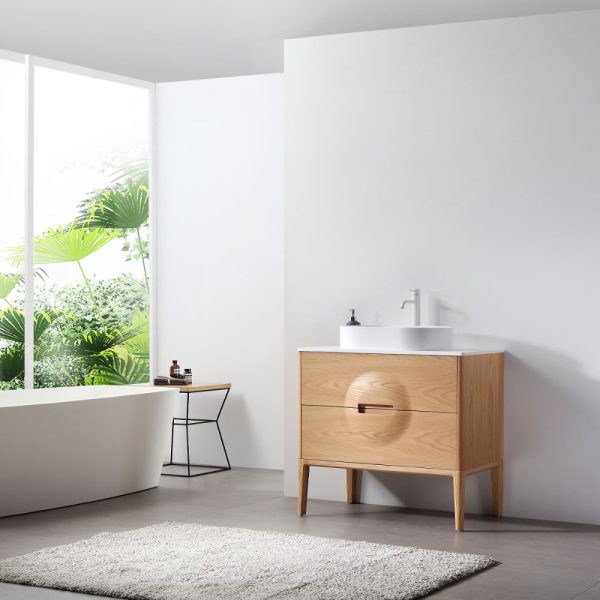 Advento 36 inch Whitewash Oak Freestanding Bathroom Vanity