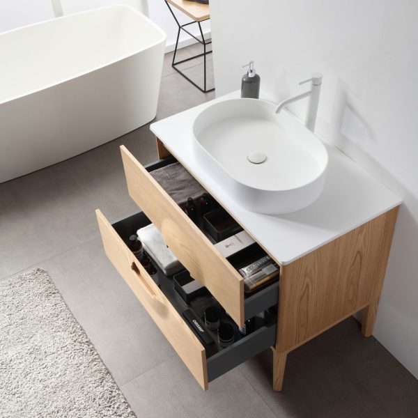 Advento 36 inch Whitewash Oak Freestanding Bathroom Vanity