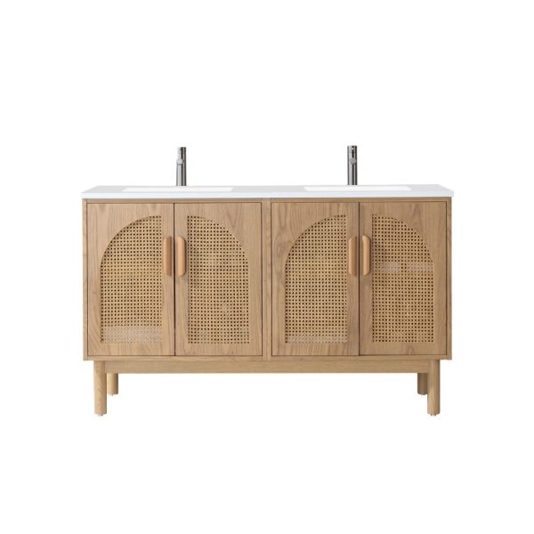 Nara 60" Pecan Oak Freestanding Bathroom Vanity