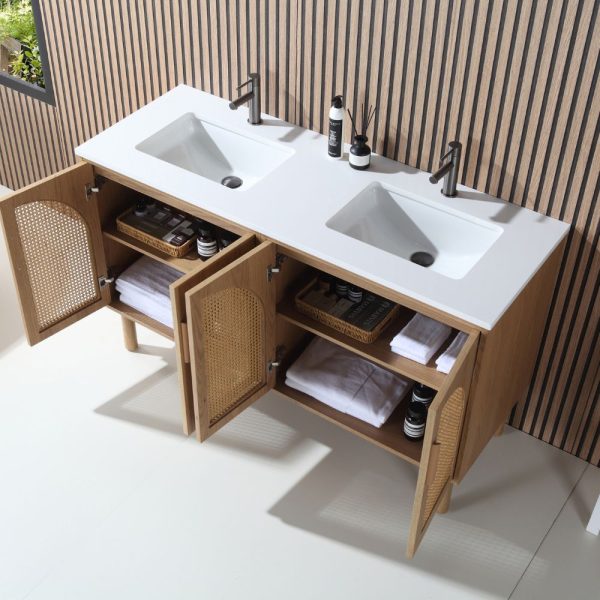 Nara 60" Pecan Oak Freestanding Bathroom Vanity