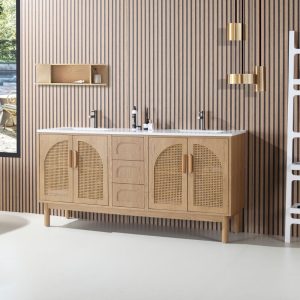 Harmony 72" Pecan Oak Freestanding Bathroom Vanity