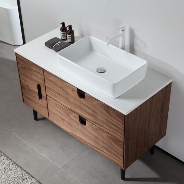 Portree 48 inch Bathroom Vanity With Vessel Sink Mid Century Modern Design