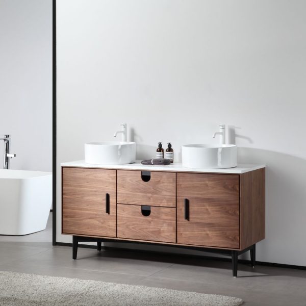 Portree 60 inch Double Bathroom Vanity With Vessel Sinks