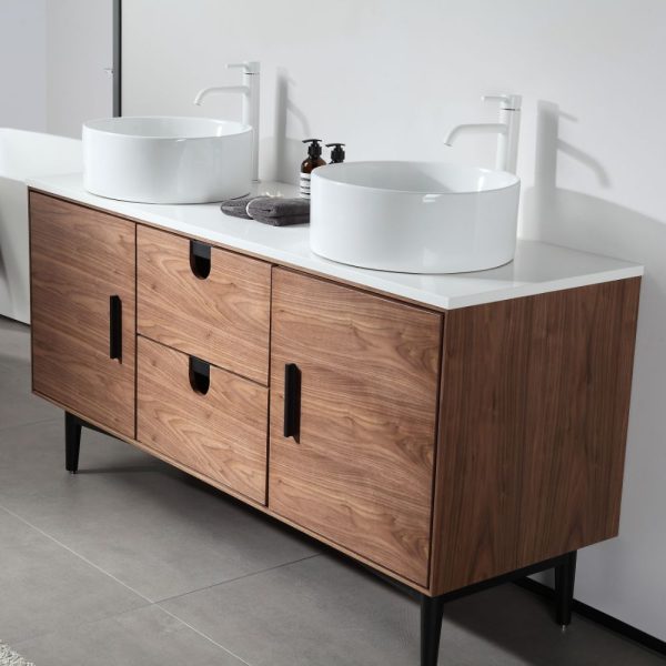 Portree 60 inch Double Bathroom Vanity With Vessel Sinks