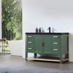 Revival 48" Forest Green Freestanding Bathroom Vanity, Black Countertop
