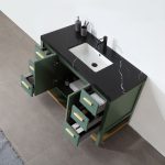 Revival 48" Forest Green Freestanding Bathroom Vanity, Black Countertop