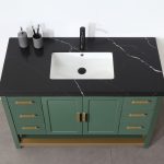 Revival 48" Forest Green Freestanding Bathroom Vanity, Black Countertop