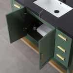 Revival 48" Forest Green Freestanding Bathroom Vanity, Black Countertop