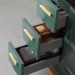 Revival 48" Forest Green Freestanding Bathroom Vanity, Black Countertop
