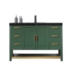 Revival 48" Forest Green Freestanding Bathroom Vanity, Black Countertop