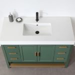 Revival 48" Forest Green Freestanding Bathroom Vanity, White Countertop