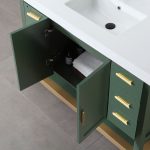 Revival 48" Forest Green Freestanding Bathroom Vanity, White Countertop
