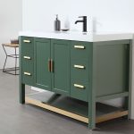 Revival 48" Forest Green Freestanding Bathroom Vanity, White Countertop
