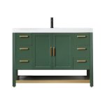 Winchester 48" Forest Green Freestanding Bathroom Vanity, White Countertop