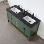 Revival 60" Forest Green Freestanding Bathroom Vanity, Black Countertop