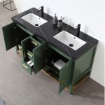 Revival 60" Forest Green Freestanding Bathroom Vanity, Black Countertop
