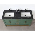 Revival 60" Forest Green Freestanding Bathroom Vanity, Black Countertop