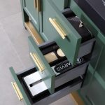 Revival 60" Forest Green Freestanding Bathroom Vanity, Black Countertop