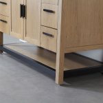 Revival 48" Pecan Oak Freestanding Bathroom Vanity, Black Countertop