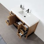 Revival 48" Pecan Oak Freestanding Bathroom Vanity, White Countertop