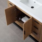 Revival 48" Pecan Oak Freestanding Bathroom Vanity, White Countertop