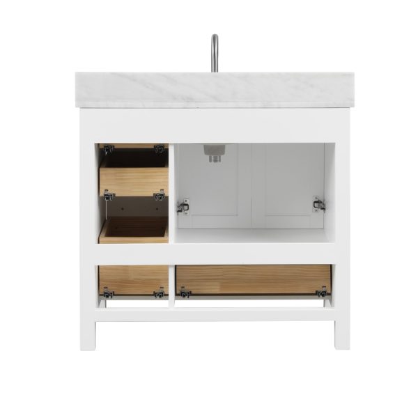 Geneva 36 inch Bathroom Vanity Matte White with Carrara Marble Countertop