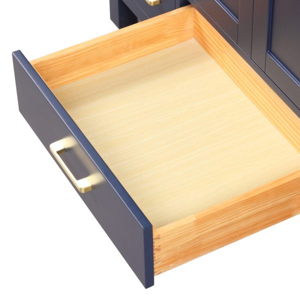 Geneva 48 inch Bathroom Vanity Navy Blue with Carrara Marble Countertop