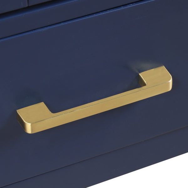 Geneva 60 inch Bathroom Vanity Navy Blue with Carrara Marble Countertop
