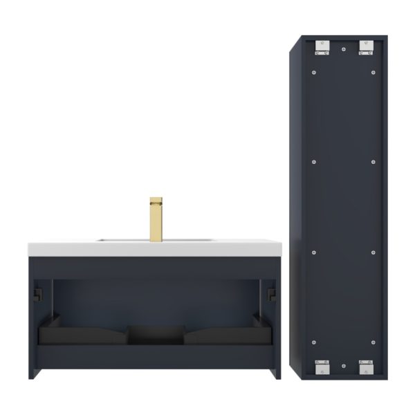 Positano 36 inch Wall Mount Bathroom Vanity in Night Blue With Sink