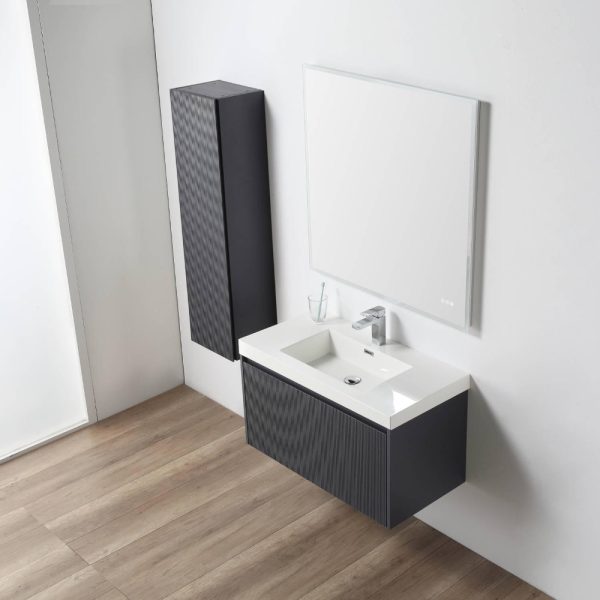 Positano 36 inch Wall Mount Bathroom Vanity in Night Blue With Sink