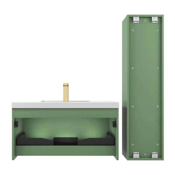 Positano 36 inch Wall Mount Bathroom Vanity in Green With Sink