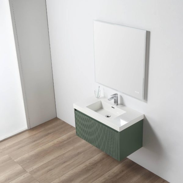 Positano 36 inch Wall Mount Bathroom Vanity in Green With Sink