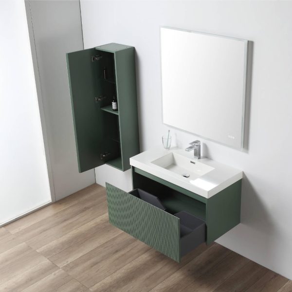 Positano 36 inch Wall Mount Bathroom Vanity in Green With Sink