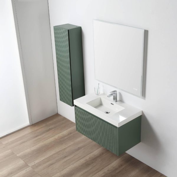 Positano 36 inch Wall Mount Bathroom Vanity in Green With Sink