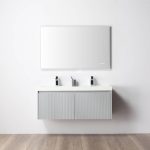 Positano 48" Double Sink Wall Mount Bathroom Vanity in Light Gray with Acrylic Top