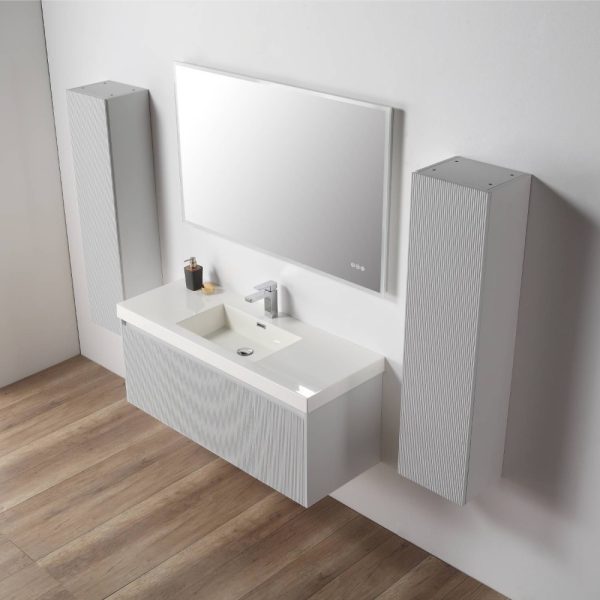 Positano 48 inch Wall Mount Bathroom Vanity in Light Gray With Sink