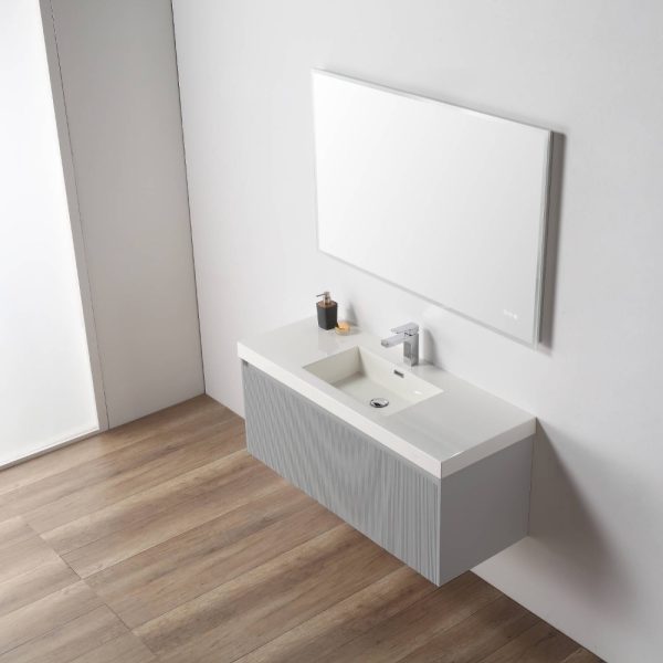Positano 48 inch Wall Mount Bathroom Vanity in Light Gray With Sink