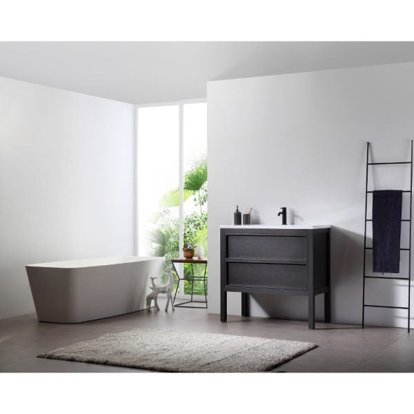 Annecy 36 inch Bathroom Vanity in Charcoal Oak With Top