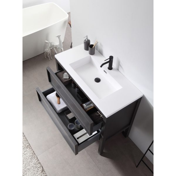 Annecy 36 inch Bathroom Vanity in Charcoal Oak With Top