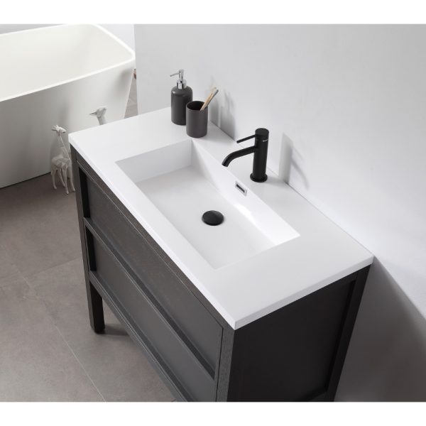 Annecy 36 inch Bathroom Vanity in Charcoal Oak With Top