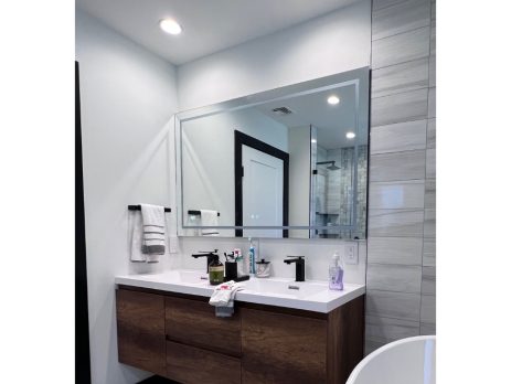 Paterno 60 inch Double Wall Mount Bathroom Vanity In Rosewood