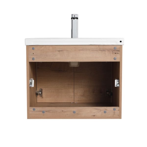 Bern 24 inch Wall Mount Bathroom Vanity in Classic Oak With Sink