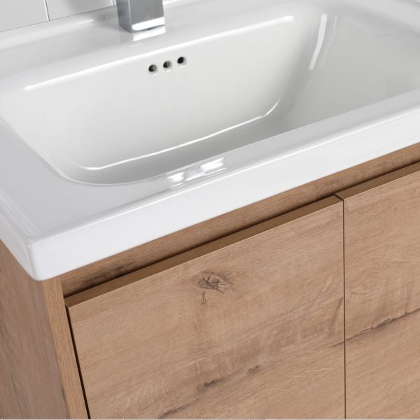 Bern 24 inch Wall Mount Bathroom Vanity in Classic Oak With Sink