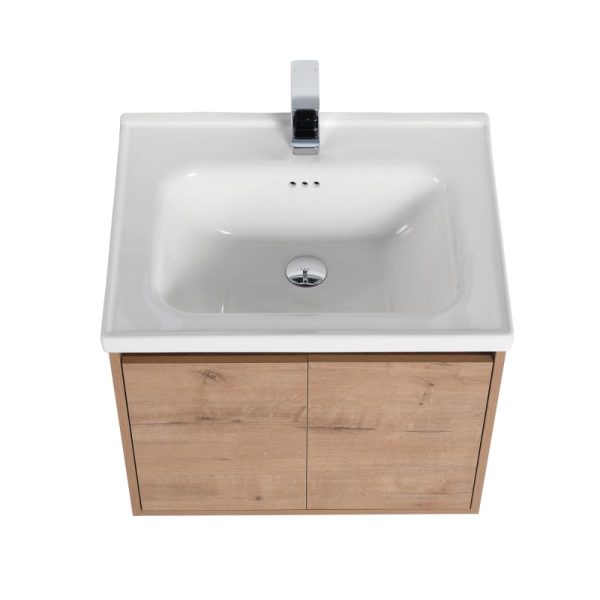 Bern 24 inch Wall Mount Bathroom Vanity in Classic Oak With Sink