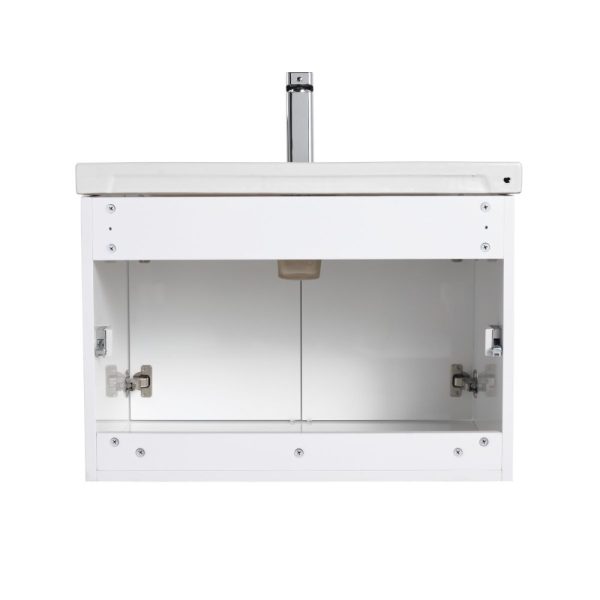Bern 28 inch Wall Mount Bathroom Vanity in Glossy White With Sink