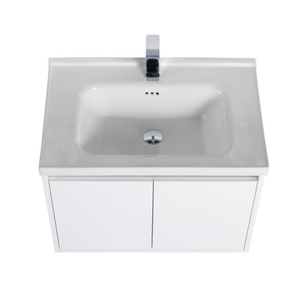 Bern 28 inch Wall Mount Bathroom Vanity in Glossy White With Sink