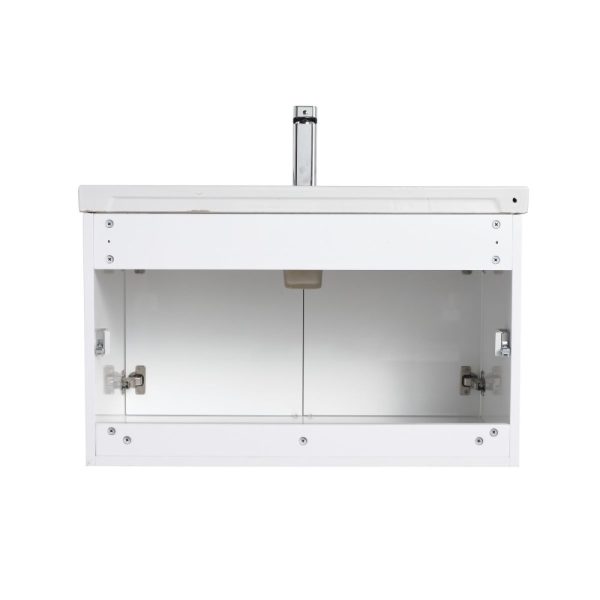 Bern 32 inch Wall Mount Bathroom Vanity in Glossy White With Sink